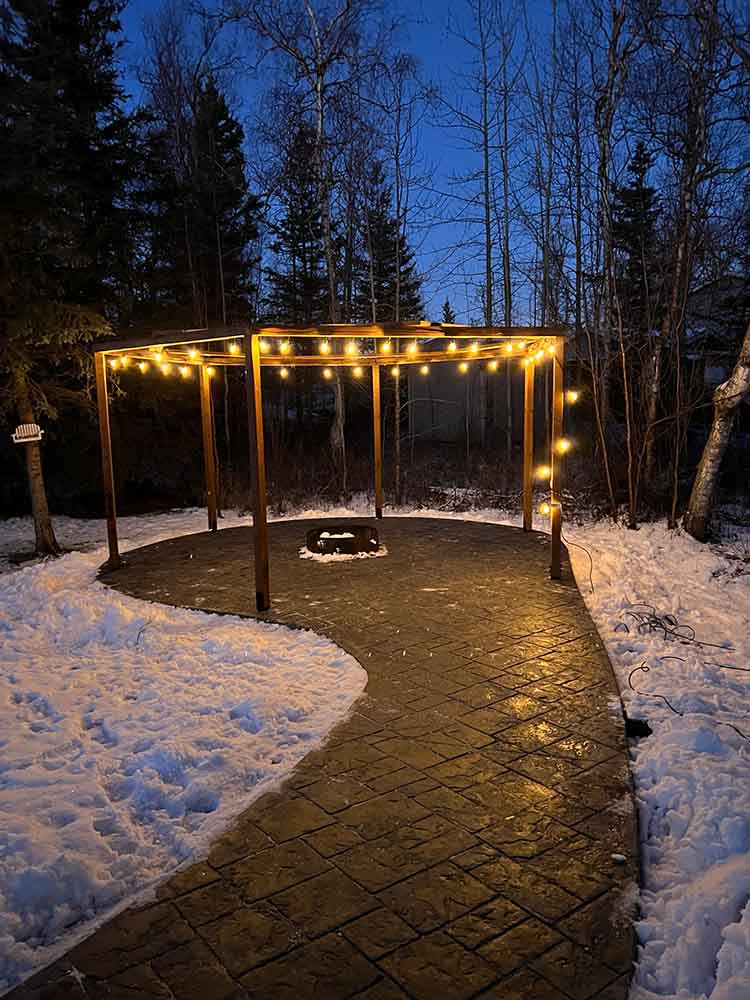 Gazebo open starlight night lights