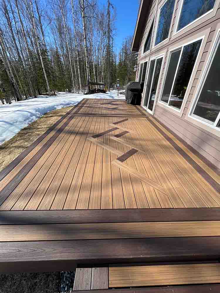 Mountain design built into deck