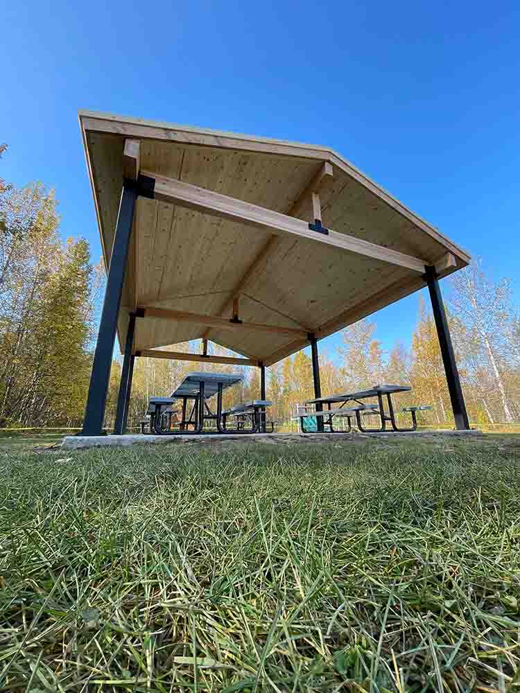 Shelter gazebo large roof picnic benches ceiling