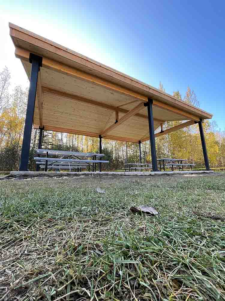 Shelter gazebo large roof picnic benches