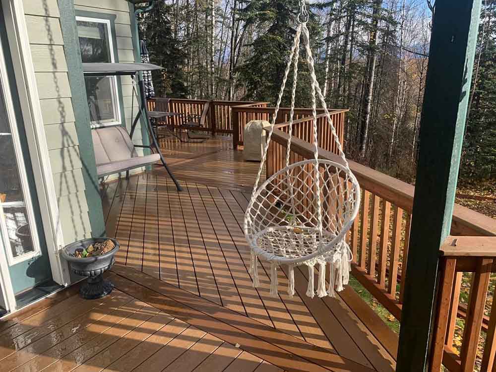Construction hammock on deck