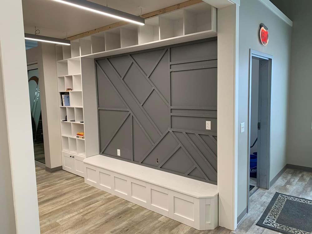 Decorative cubby wall shoe space