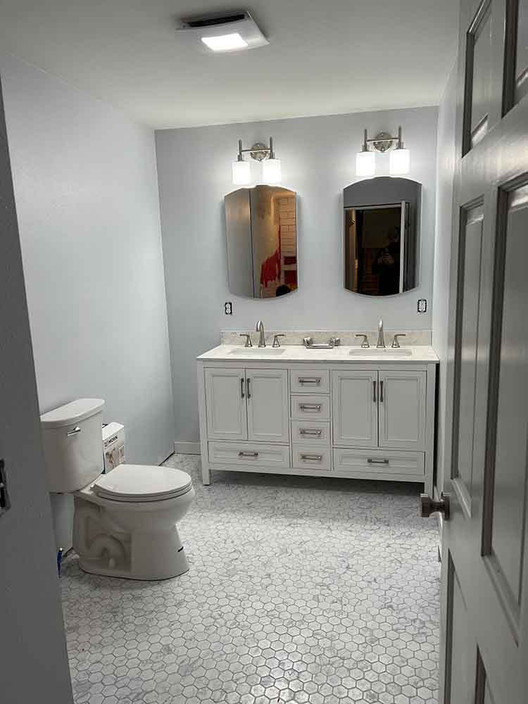 White walls bathroom construction