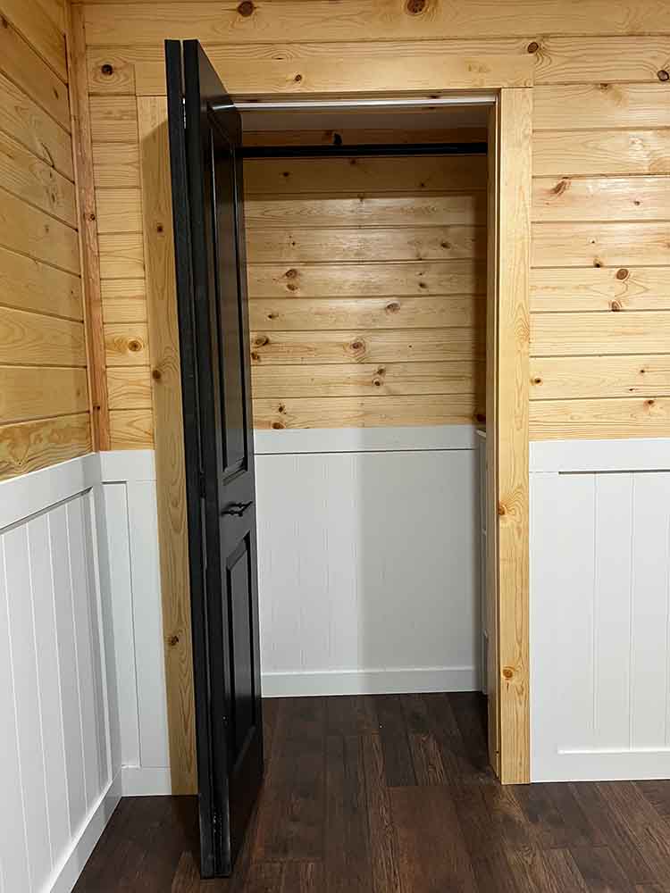 Wood panel walls closet construction