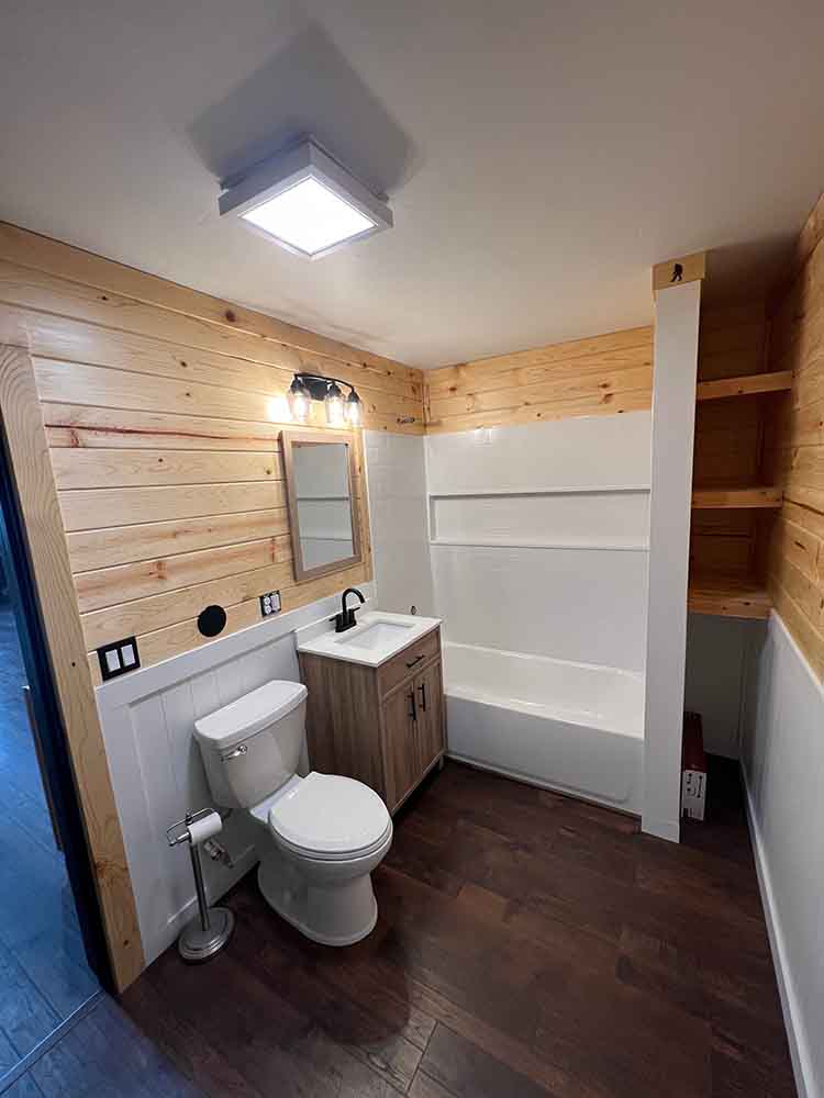Wood walls bathroom home construction