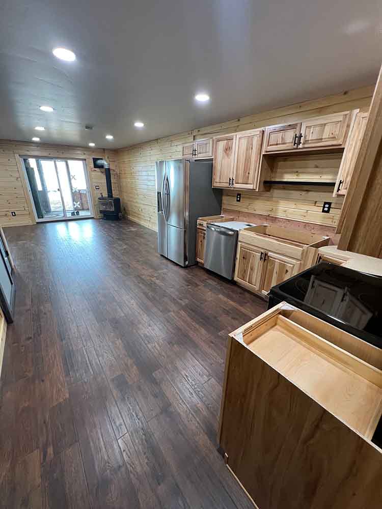 Wood walls kitchen space construction