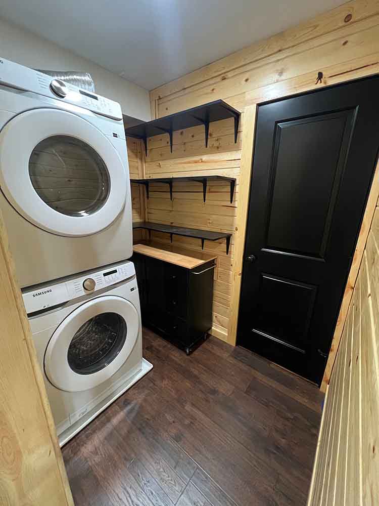Wood walls laundry room new construction